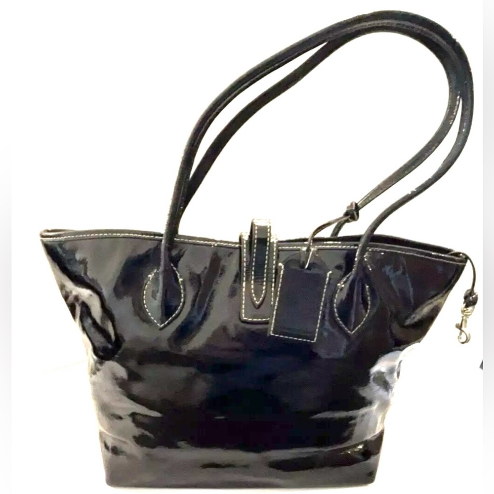 Dooney & Bourke Black Patent Leather Tote Bag - Picture 2 of 9